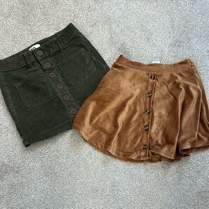Set of 2 girls Corduroy Style Skirts with Button Detail